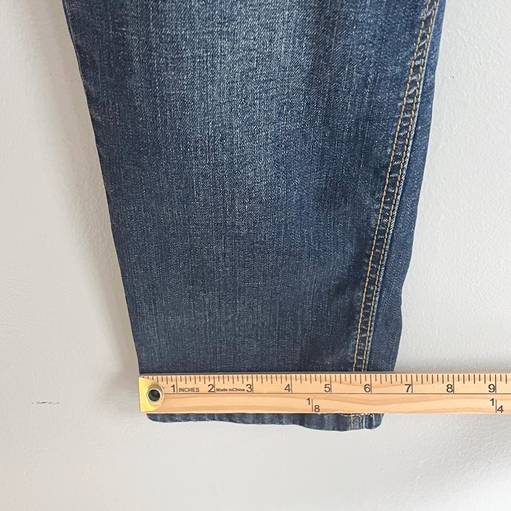 Zanadi Vintage Y2K Whiskered Crop Jeans Capris Thick Stitch Flap Pockets Denim 6 - Picture 9 of 12